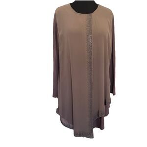 Brown Embellished Rhinestones Sheath Dress Size‎ XXL Elegant Holiday Formal